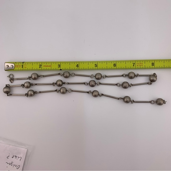 STERLING SILVER 835 European Ball & Bar Chain Link Necklace Vintage 27-1/2" - Picture 8 of 8